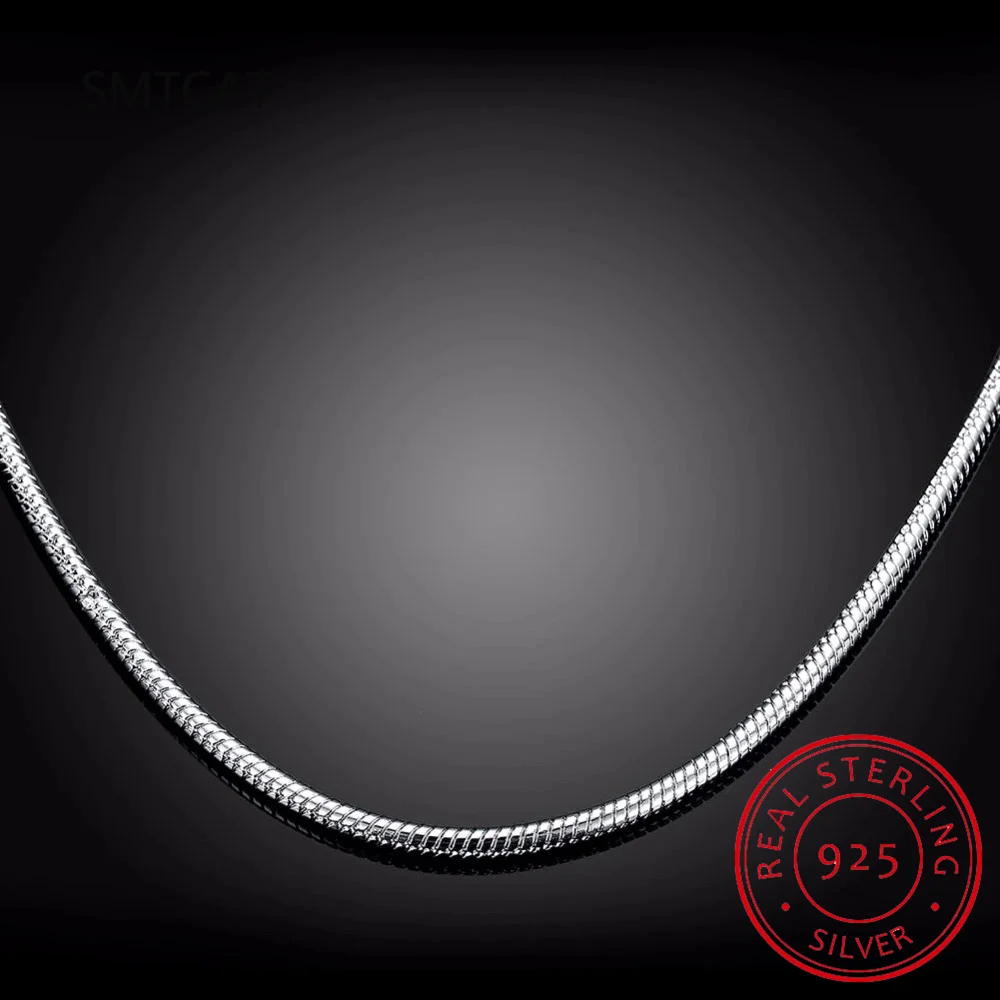 925 Silver 2mm Round Snake Chain Necklace 40cm 45cm 50cm 55cm 60cm 65cm 70cm 75cm Women Men silver necklace