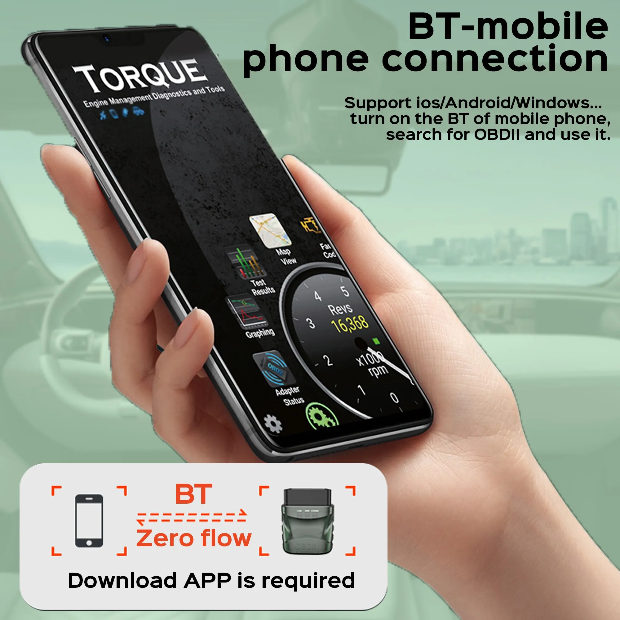 Bluetooth OBD2 Scanner Diagnostic Tool, Car Code Reader OBDII/EOBD Scanner with Reset, BT4.0 Diagnostic Scan Tool 6