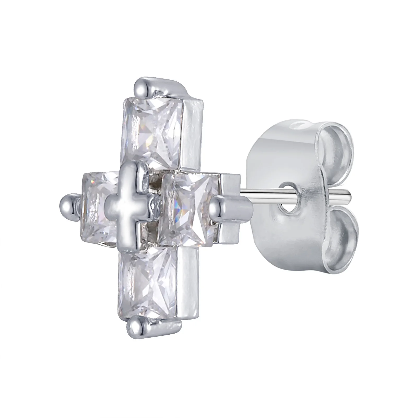 Vnox Personality Zircon Cross Earrings for Men Women, Double