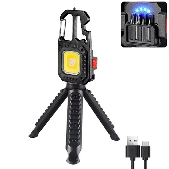 High Lumen Rechargeable COB Keychain LED Light with Battery Indicator – Portable 8-Mode Light