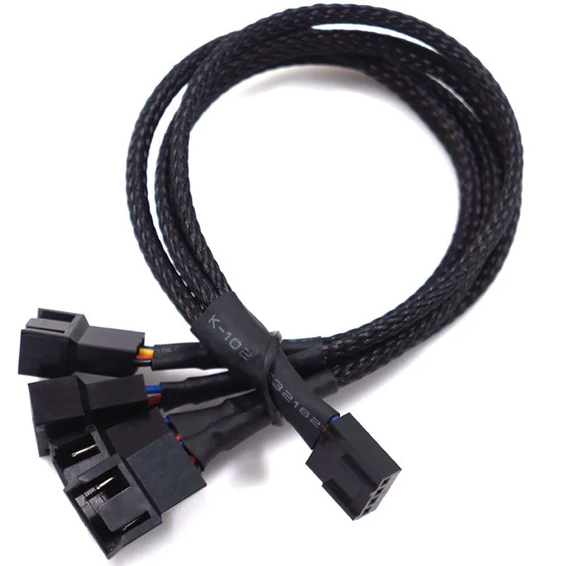 4-пинов PWM вентилаторен кабел, 1 до 2/3/4 разклонител, черен ръкав, 27 см конектор за удължителен кабел, PWM удължителни кабели
