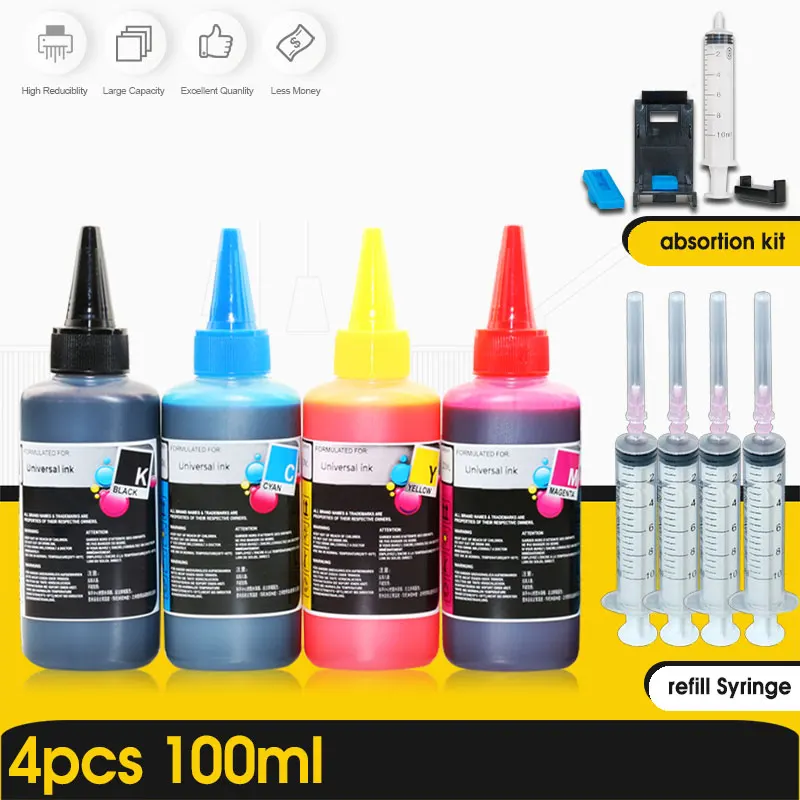 Alizeo-universal Kit de Tinta Recarga Adequado para Epson Canon hp Irmão Impressora Ciss Impressoras Recarregáveis Tinta Corante
