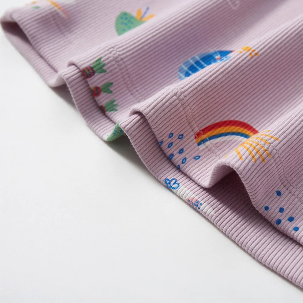 2025 Summer Princess Dress Baby Girls Cotton Purple Children 's Clothing Kid Clothes Cartoon Rainbow  Kids Dress