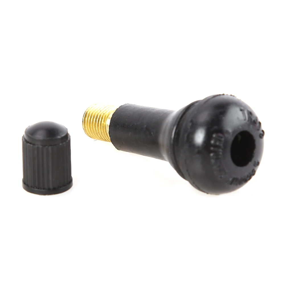 1-2 Set TR413 Valve Stems For Car Motorcycle Rubber Copper Snap In Short Black Rubber Valve Stems