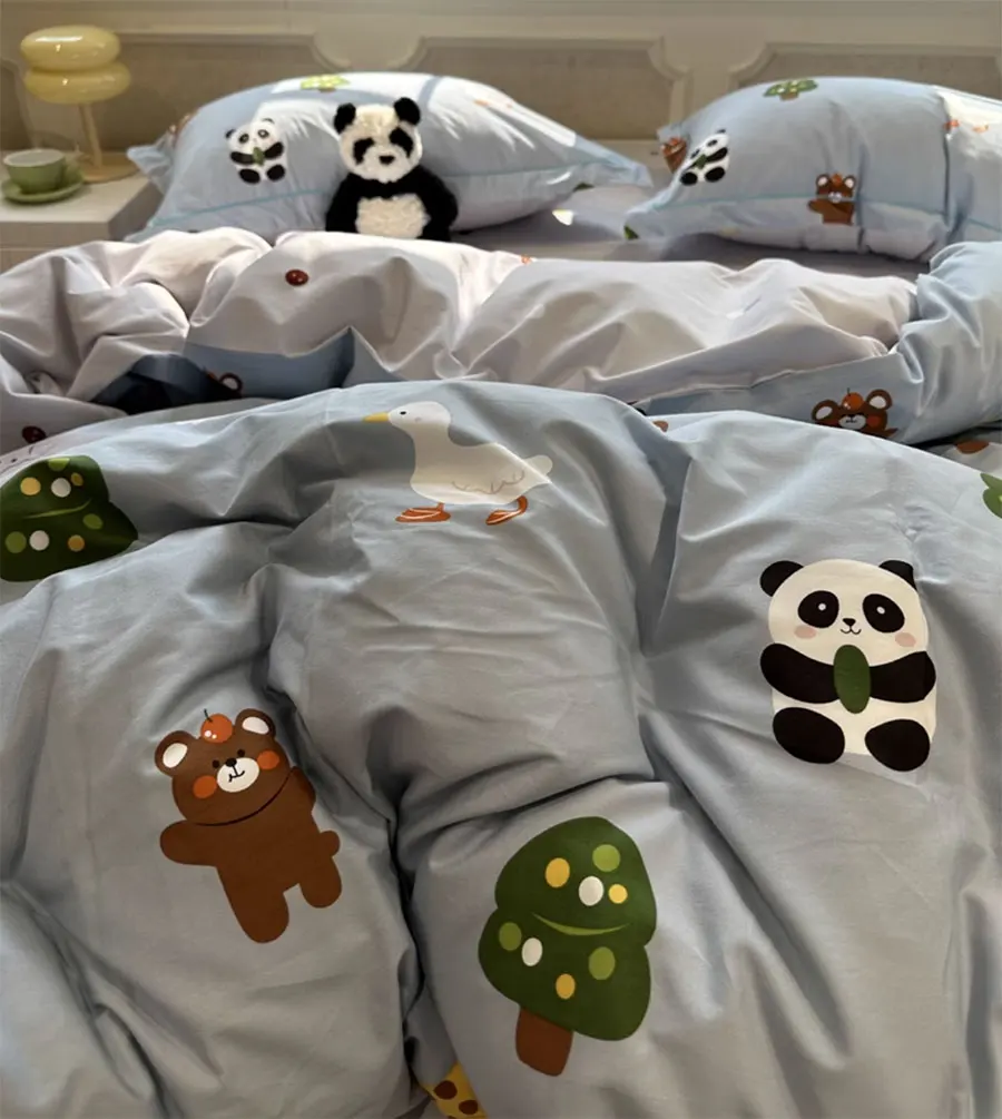 

Fashion cute cartoon panda bear tree bedding set teen,twin full queen king cotton home textile bed sheet pillow case quilt cover