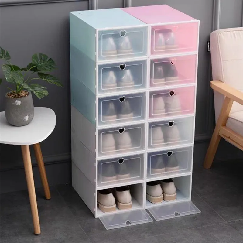 

Dustproof Shoe Storage Box Foldable Plastic Shoes Case Drawer Case Plastic Stackable Boxes 1/2/6/12PCS Shoes Organizer Shoebox