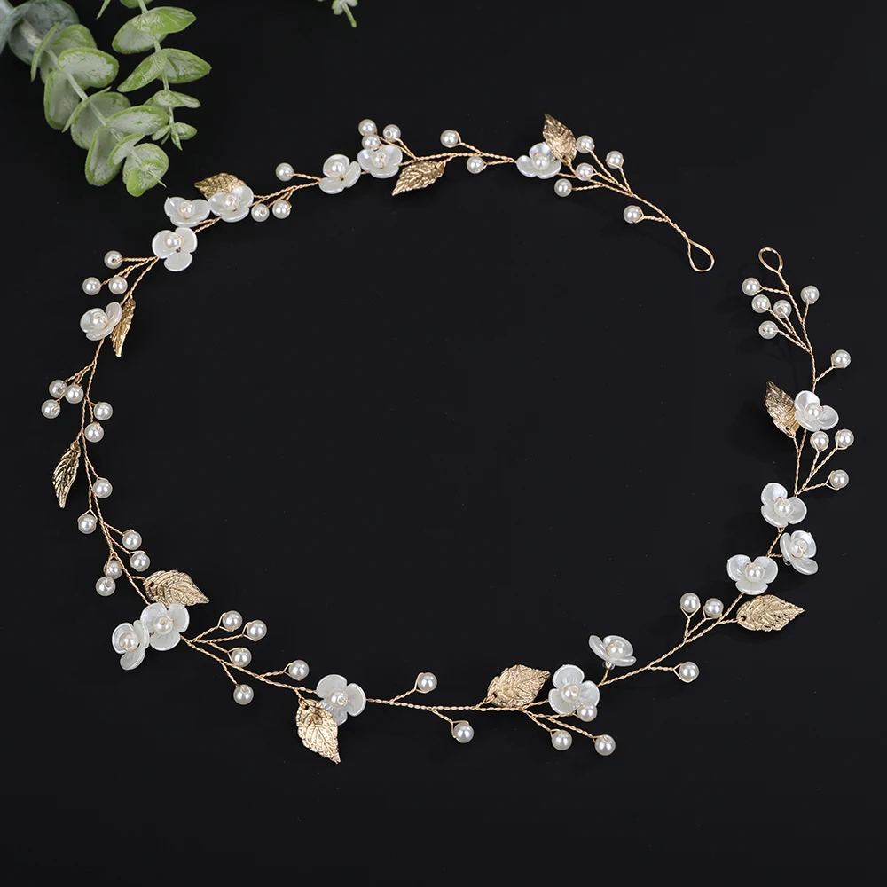 Bridal Hair Accessories Fashion Flower and Leaf Women Headband Vine Pearl Silver Gold Wedding Bride Hair Party Ornaments