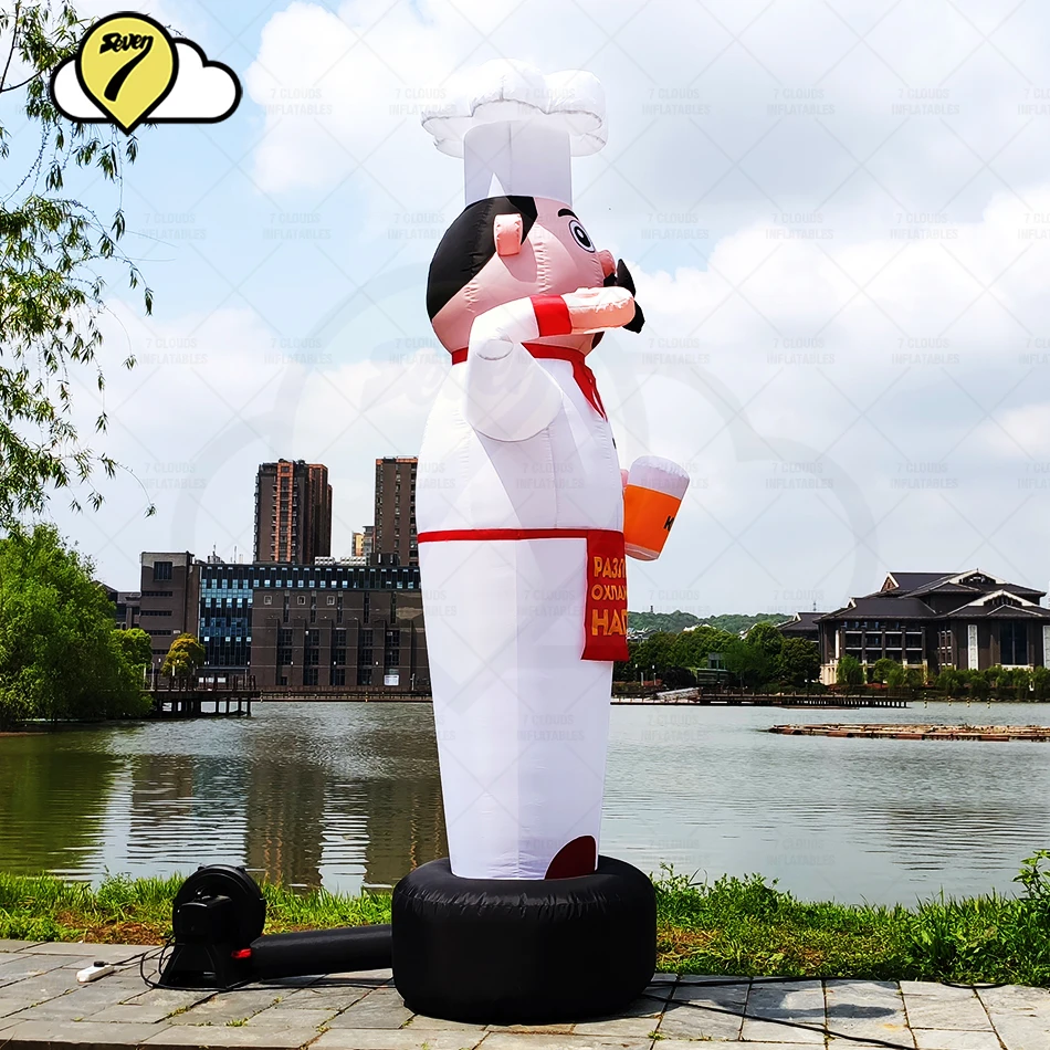 Customized Beer Shop Outdoor Advertising Decoration Inflatable Mascot Restaurant Cooking Chef Balloon Air Sky Dancer With Blower 4