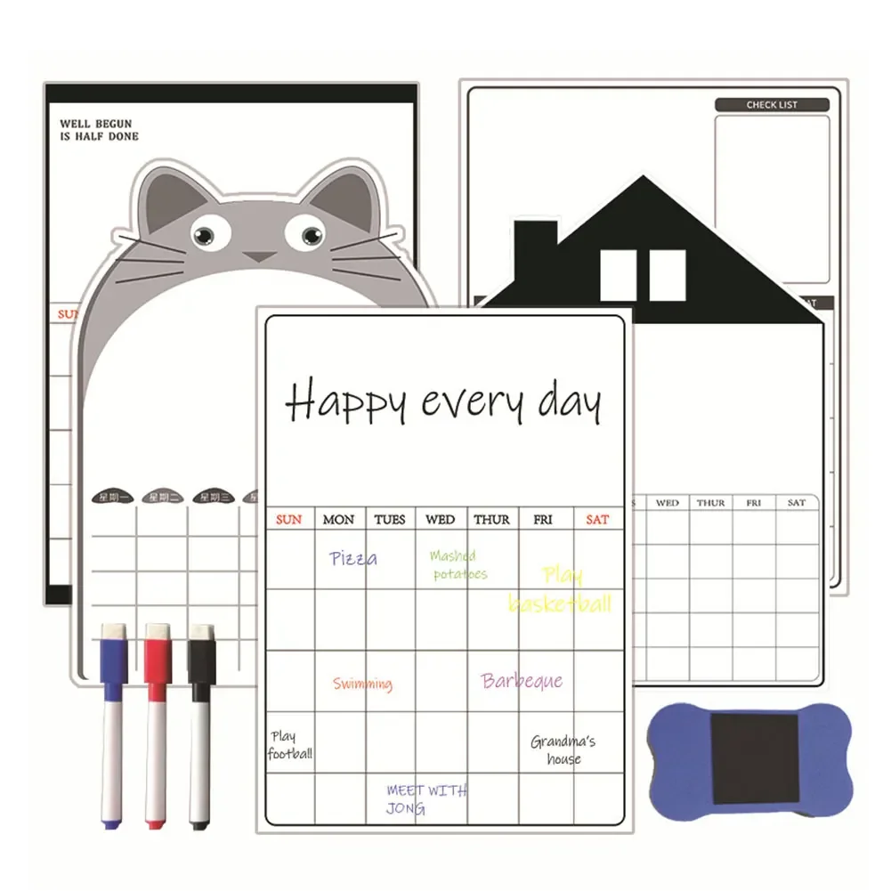 A3 마그네틱 건식 지워진 냉장고 화이트 보드, 주방 냉장고, 달력 메시지 보드 펜, 학생, 어린이 월별 플래너 보드, 신제품