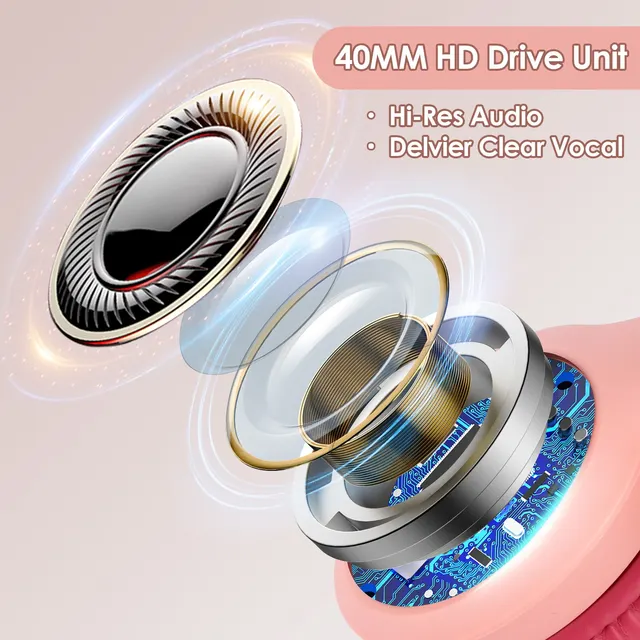 Siindoo-auriculares inalámbricos JH-919 con Bluetooth, audífonos estéreo plegables de color rosa y azul, micrófono con cancelación de ruido de Supergraves para ordenador portátil y TV - Image 3