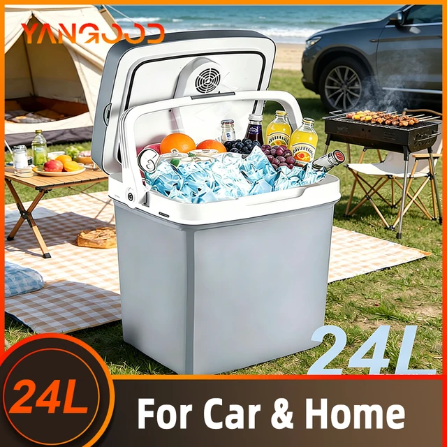 Réfrigérateur de voiture 24L 12V/220V, mini-réfrigérateur portable chauffant et refroidissant, boîte isotherme pour le camping, les voyages, la maison, la voiture, double usage 1
