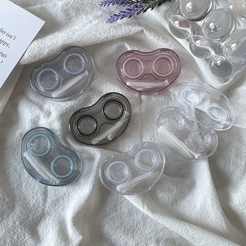 Travel Contact Lens Case Portable, Transparent, and Minimalist Integrated Contact Lens Companion Box Beautiful Pupil Dual Box