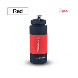 Compact Waterproof LED Keychain Flashlight - USB Rechargeable, Multi - Function, Ideal for Outdoor Hiking and Camping (3pcs Red)