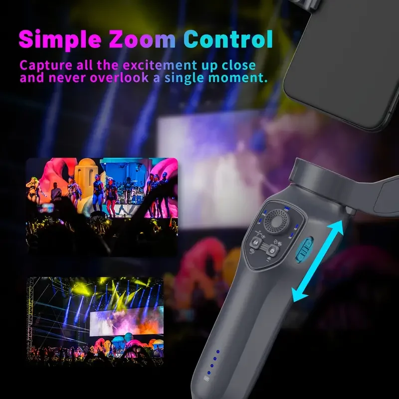 Handheld gimbal stabilizer 3-Axis handheld gimbal stabilizer with RGB light and AI face tracking for iPhone Android smartphone vlogging