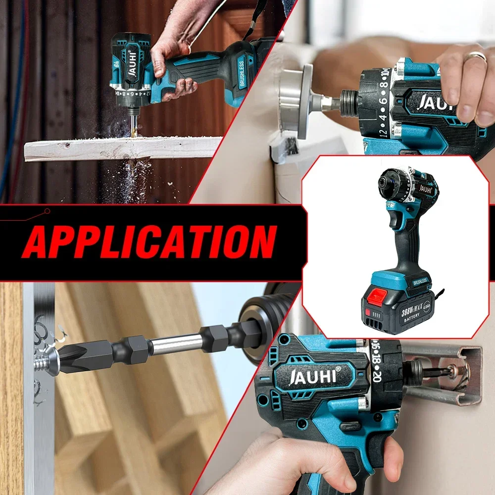 JAUHI 충전식 무선 전기 드릴 스크루 드라이버, Makita 18v 배터리용, 20 + 1 토크, 280N.m