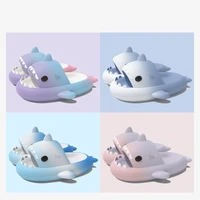 Summer Funny Cute Women Gradient Shark Slippers Men Outdoor Soft EVA Beach Sandals Couple Indoor Floor Non-slip Thick Flip Flops