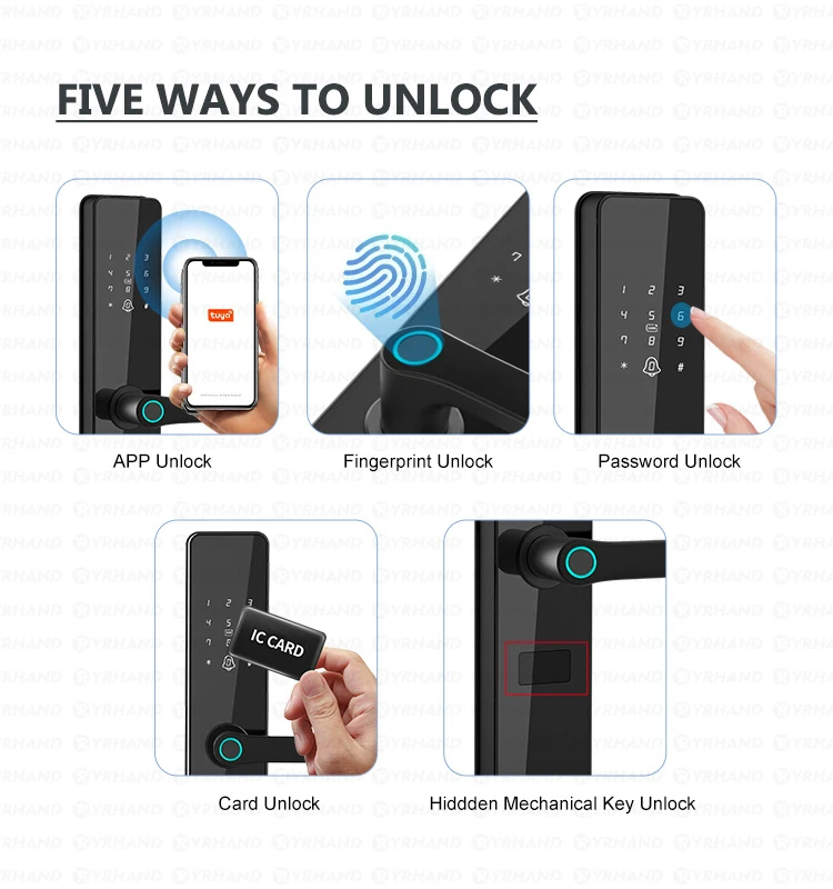 Outside Front Cerradura Inteligente Waterproof Tuya wifi Smart Door Lock Anti-lo