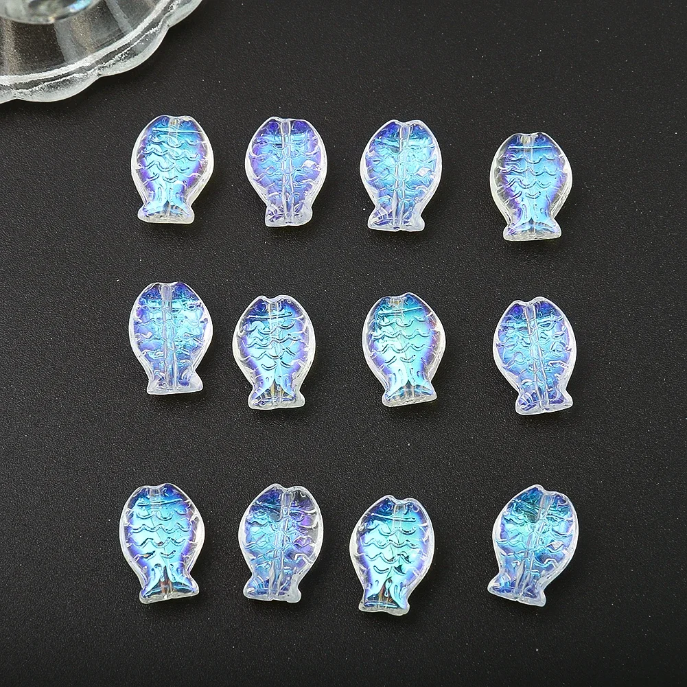 Color Perforated Small Fish Electroplated Glass Loose Beads Ocean Mobile Phone Chain Making Materials Diy Jewelry Decoration