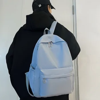 Zaino dal design minimalista in stile coreano, leggero, tinta unita, zaino di grande capacità, spalla imbottita, nylon impermeabile