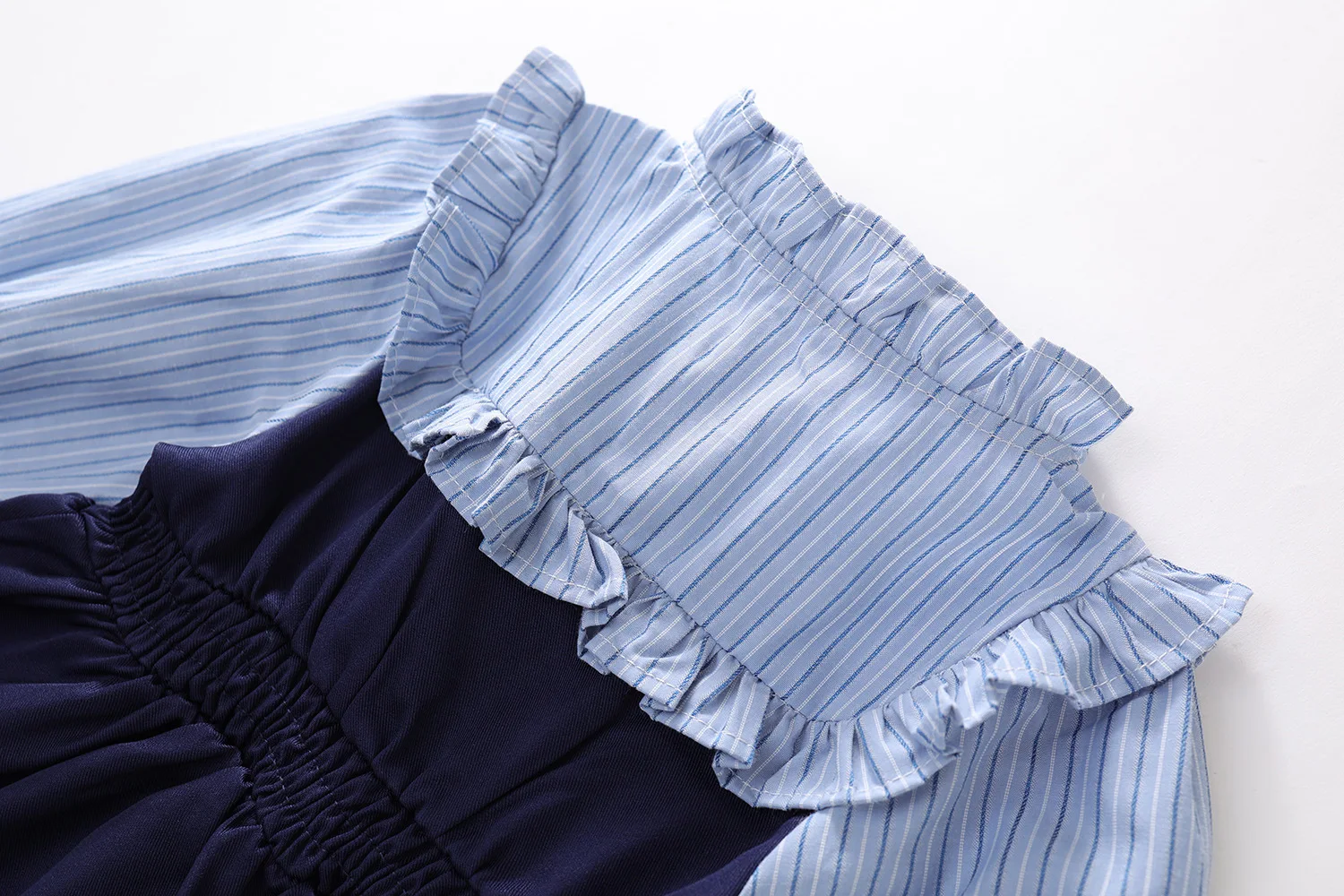 YBFSKID Frühling Kleinkind Mädchen Adrette Kleid Gefälschte Zwei Stück Baby Mädchen Kleid Streifen Kontrast Knotbow Langarm Kind Mädchen Kleid – Detail 8