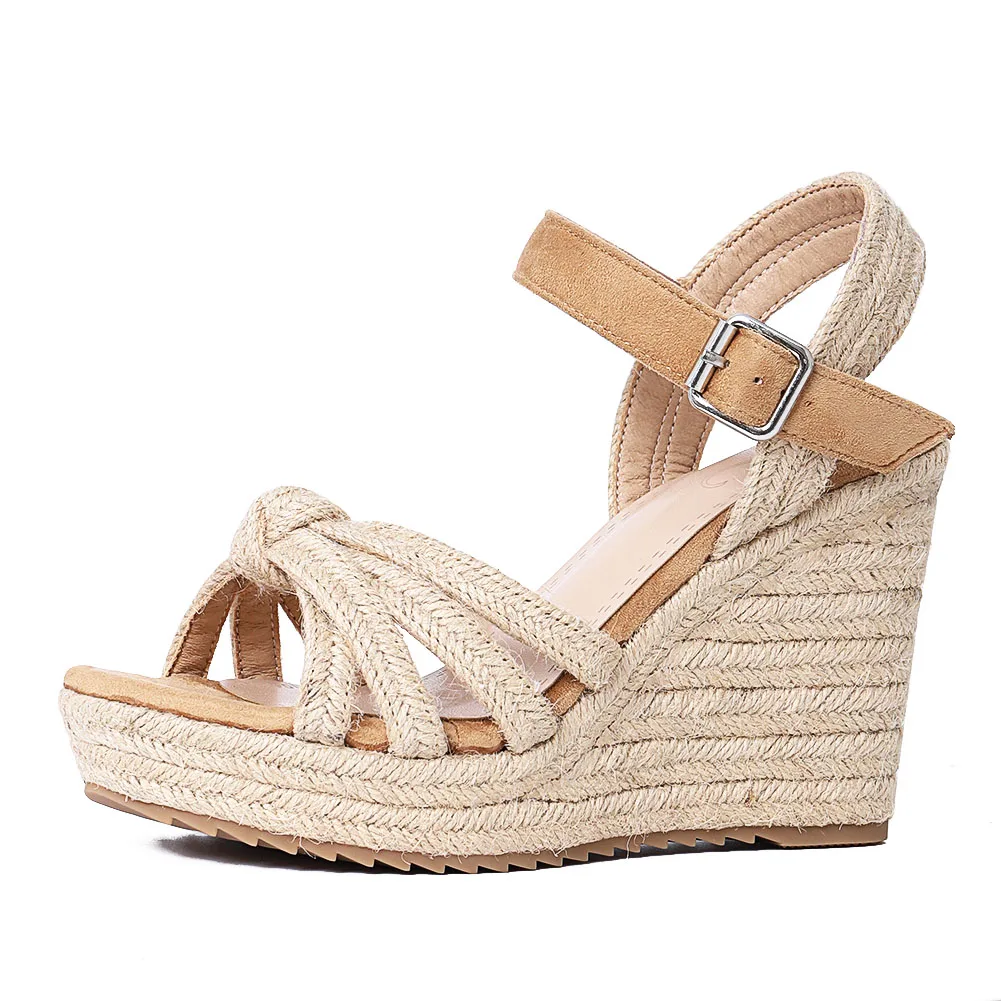 

AOSPHIRAYLIAN Sandals Women Summer 2023 Espadrilles Platform Wedges High Heels Ankle Strap Beach Women's Shoes