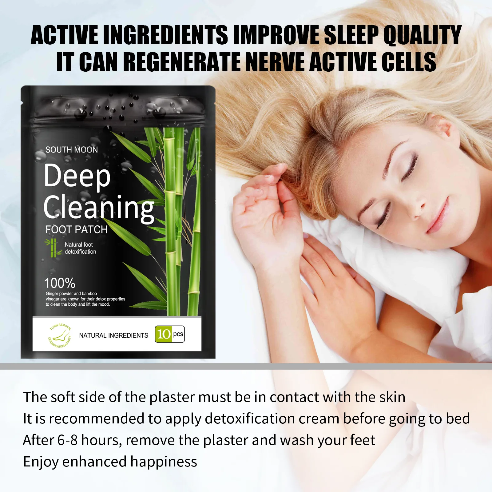 

10pcs Detoxifying Foot Pads All-natural Bamboo Foot Detoxifying Relief Relieve Stress Improve Sleep Relaxation Deep Cleansing