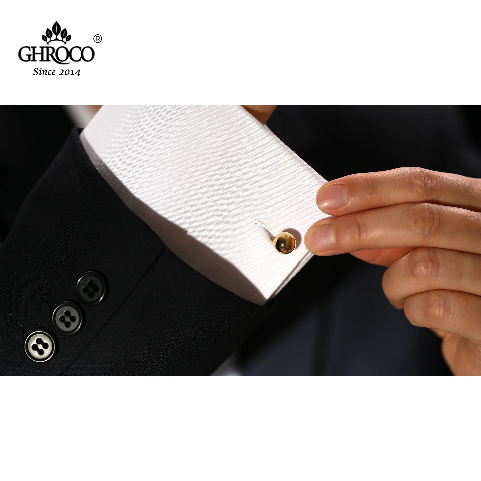 GHROCO High-Quality Exquisite Golden Ball Shape Screw Connect Cufflinks Fashion Luxury Gift for Groomsmen Groom and Businessmen