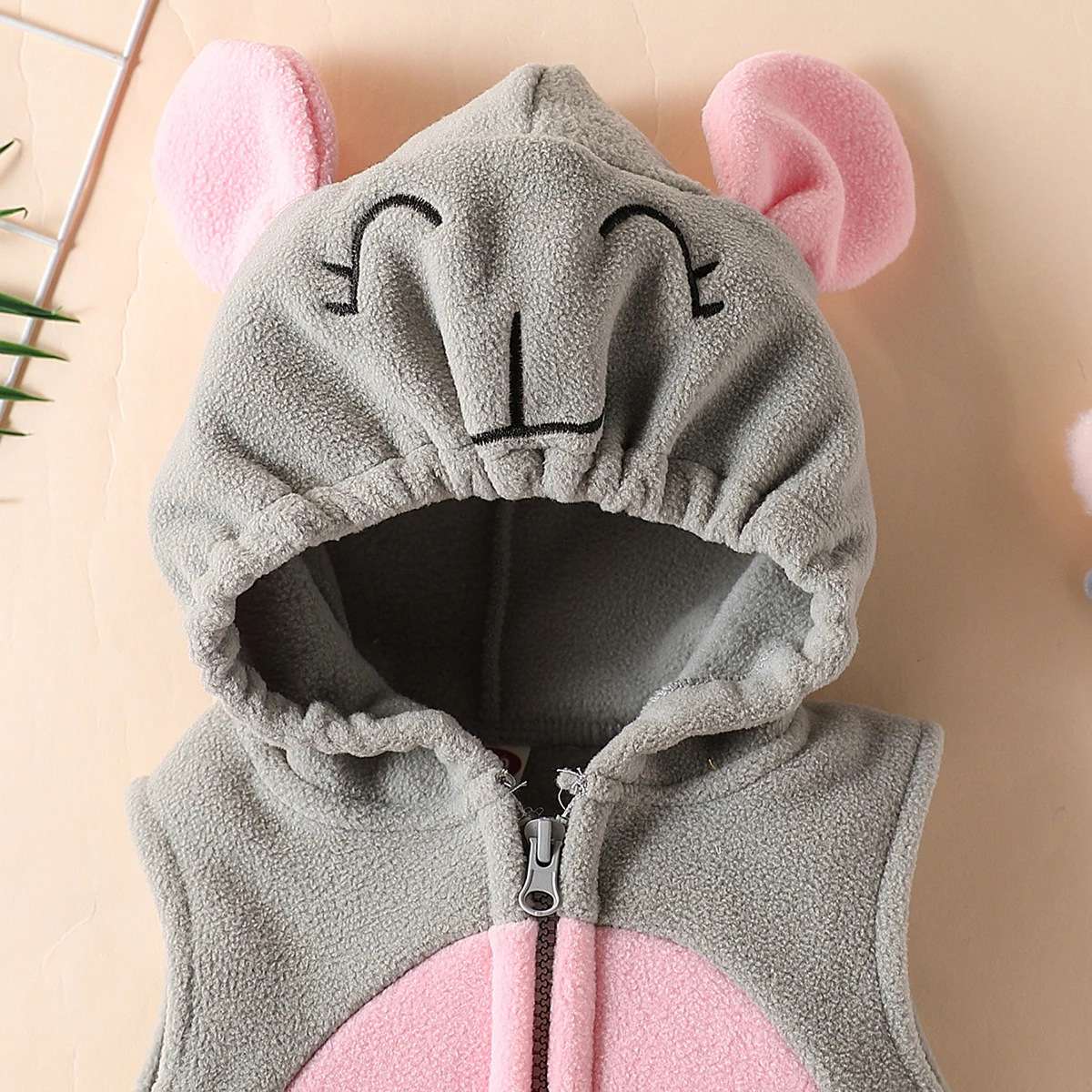 Baby Boys Girls Halloween Cute Animal Hooded Romper Sleeveless Zipper Jumpsuit with Striped Stockings Birthday Party Daily Wear