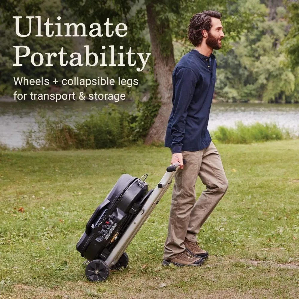 RoadTrip 285 Portable Stand-Up Propane Grill, Gas Grill with 3 Adjustable Burners & Instastart Push-Button Ignition