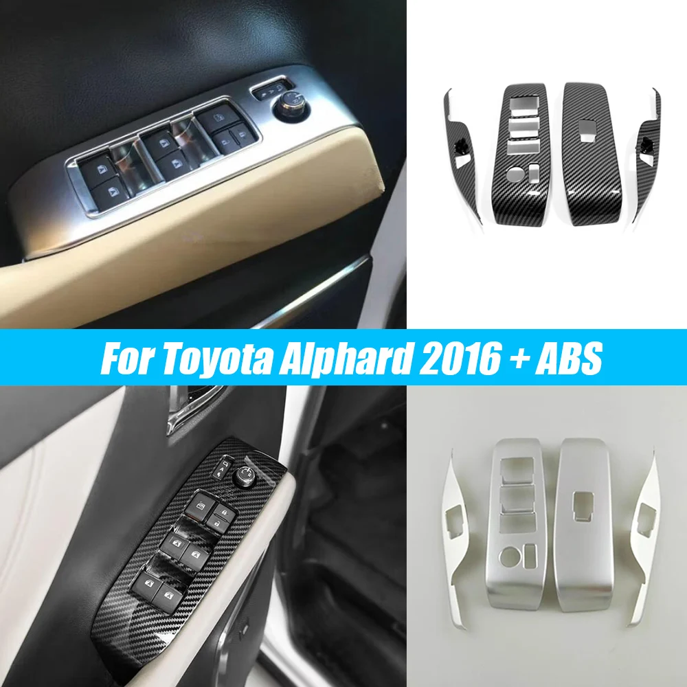

For Toyota Alphard/Vellfire AH30 2016-2021 ABS Carbon Car Door Window glass Lift Control Switch Panel Cover Trim Car Accessories