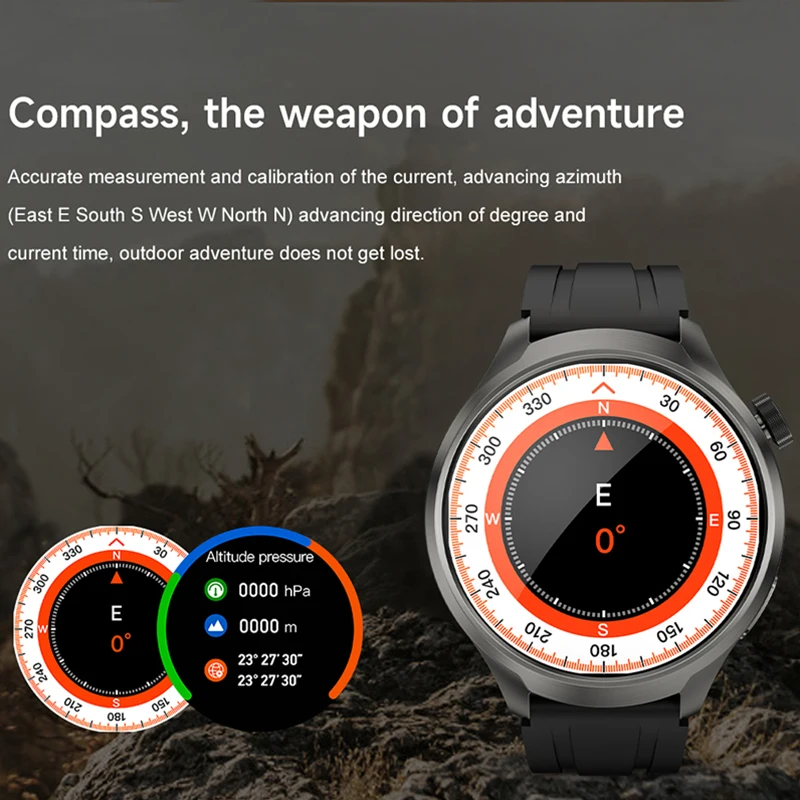 2025 New GPS Sports Smart Watch Men AMOLED HD Screen Outdoor Fitness Compass IP68 Waterproof NFC Bluetooth Call Smartwatch Man