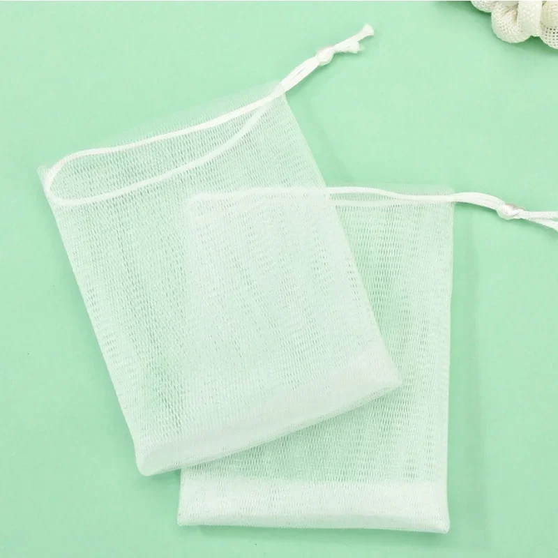 Mesh Foaming Soap Bags Facial Cleanser Foam Bag Drawstring Shower Bubble Foam Net Bath Body Washing Household Cleaning Supplies soap bags