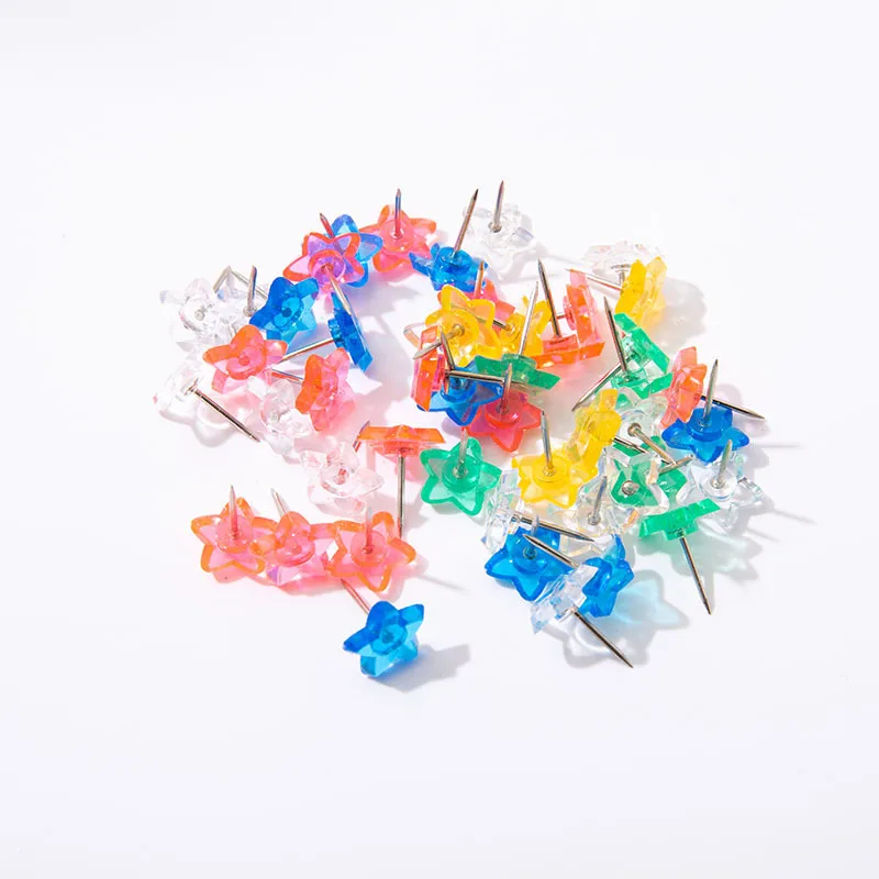 Bview Art Plastic Star Push Pins-Colorful Clear Thumb Tacks for Cork Board, Bulletin Wall (Decorative Tacks)