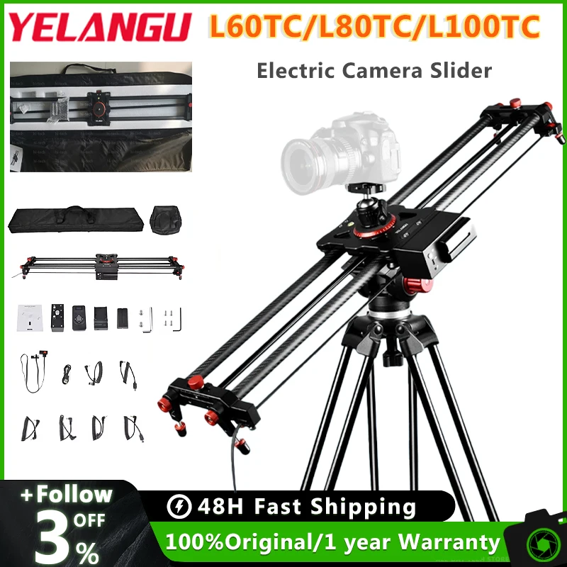 YELANGU L60TC L80TC L100TC Carbon Fiber Track Professional Camera Slider with Mute Motor Time Lapse Wireless Control Remote