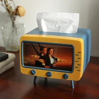 TV Tissue Organizer with Cell Phone Holder Tissue Organizer for Room Bathroom Kitchen Dining Room Nightstand, Creative Gifts 1