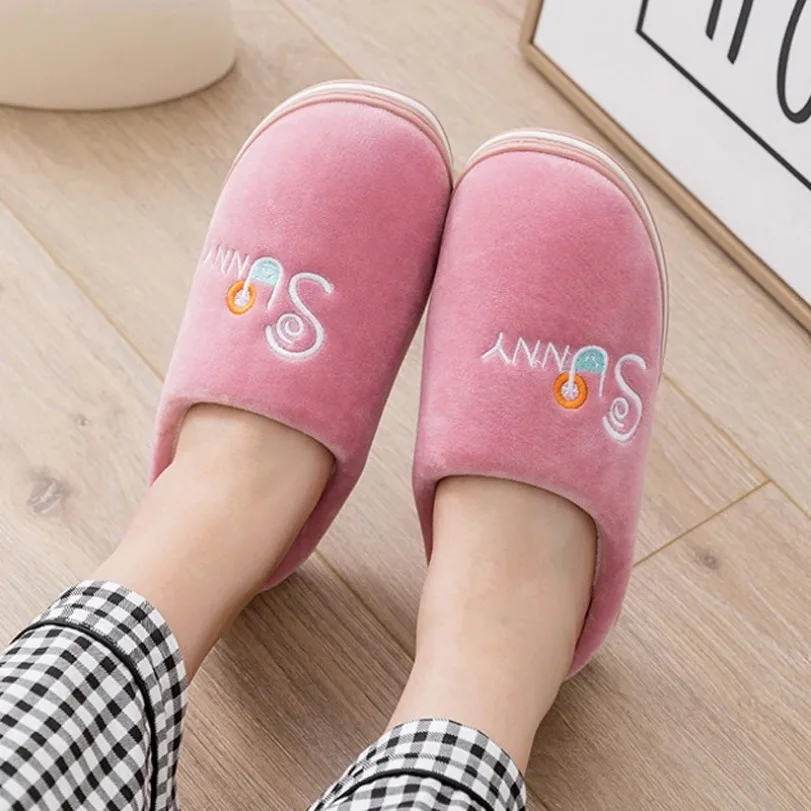Home Slipper Women Winter Warm Fuzzy Fur Contton Plush Non Slip Grip Indoor Lazy Soft Female Thermal House Shoe Flat Male Men