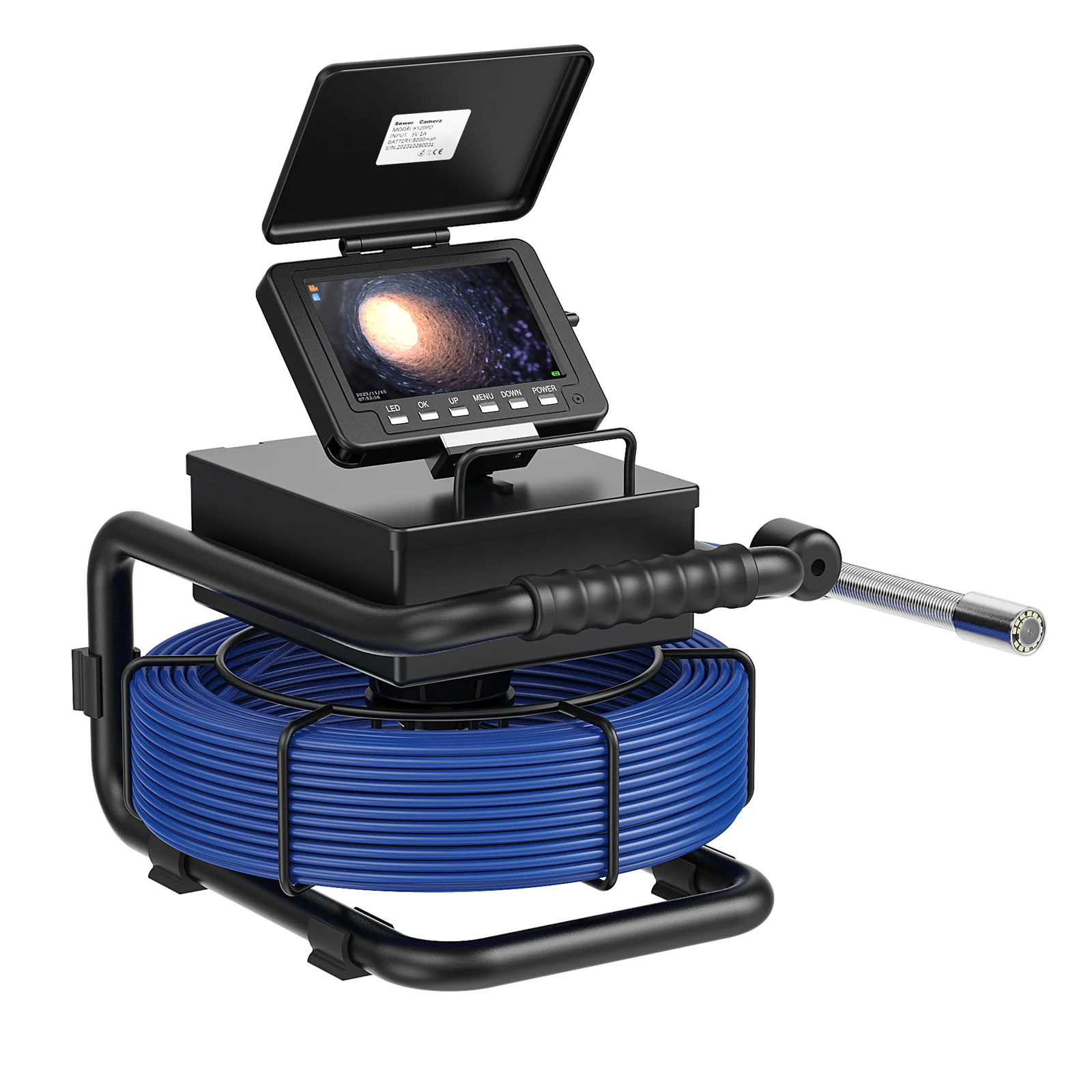 Pipe Inspection Camera 5in+ Self-Leveling 512HZ Transmitter+Audio Recording +DVR Drain Sewer Inspection Video Endoscope Camera 3