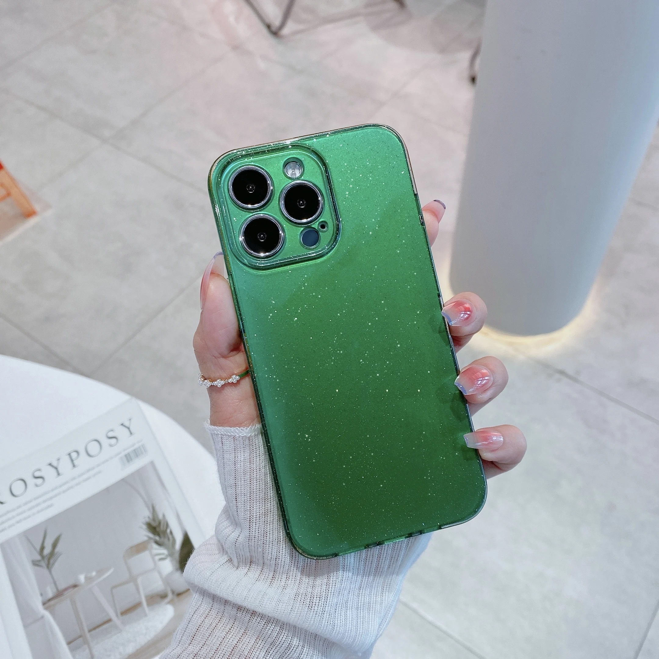 Bling Glitter Neon Color Shockproof Silicone Phone Case with Fluorescent Design
