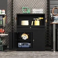 Storage with 1 Drawer, 41.2" Steel Lockable Storage with Side Pegboard, Locking Metal Cabinet for 2