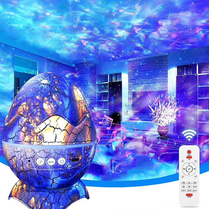 Crack Dinosaur Egg Bluetooth Starry Sky Projection Light Indoor Water Ripple Laser Portable Light Speaker Atmosphere Nightlight