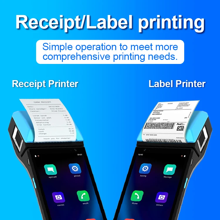 안드로이드 EMV PCI 휴대용 스마트 NFC 비접촉식 터치 스크린 POS 터미널, 프린터 IC 및 신용 카드 리더, Z500, BT5.0, 4G