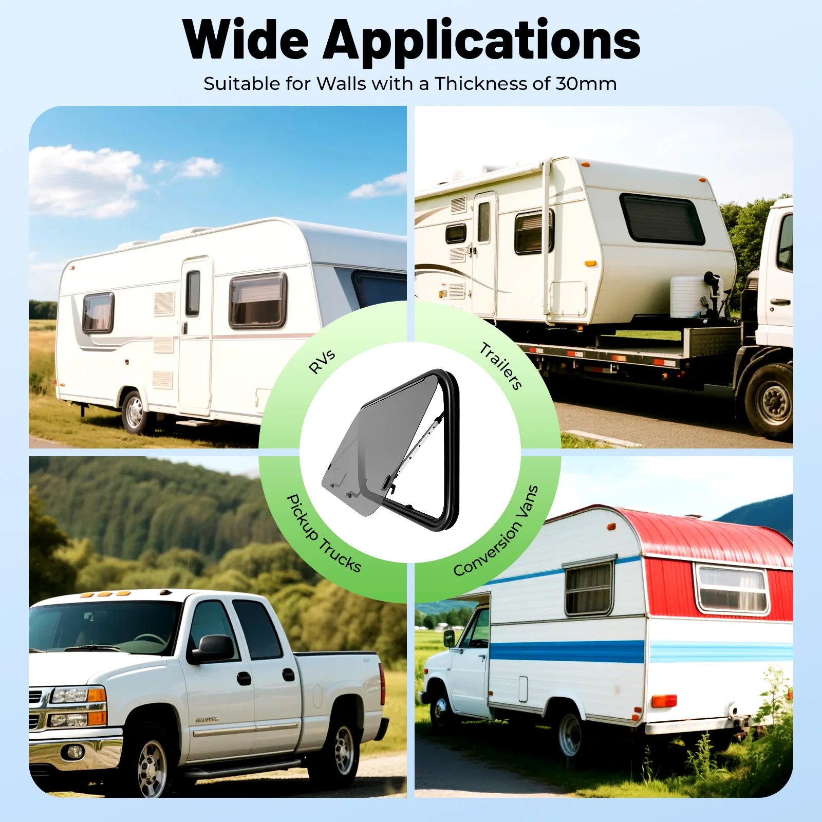 RV-Auslaufenster RV-Ausgangsfenster 65 ° Öffnender, abschließbarer Griff für Wohnmobile, Wohnwagen, Wohnmobile, Fenster für Belüftung und Sicherheit – Detail 6