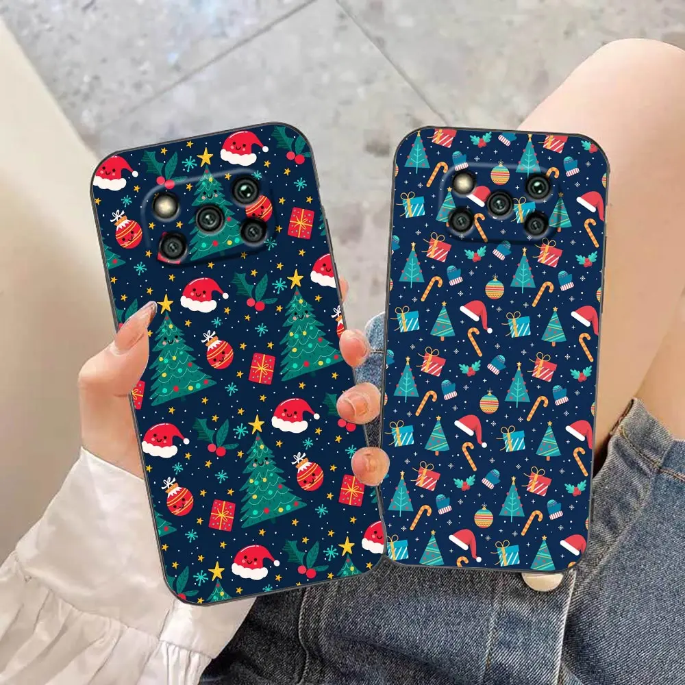 Merry Christmas Elk Santa Hat Tree Phone Case Per Xiaomi Note 10 Poco X5 M5 M4 F5 F4 X4 X3 M3 F3 Gt Black Shark 5 Mix 3 2 4 Case