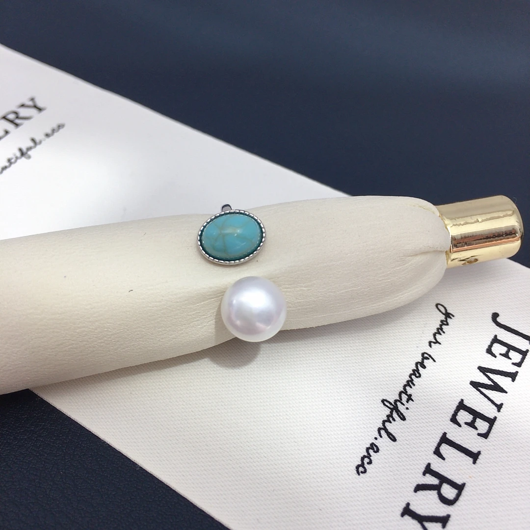 ZHBORUINI 2025 New Arrival Natural Freshwater pearl rice shaped set Fashion retro droplet shaped jewelry earrings rings pendants 6