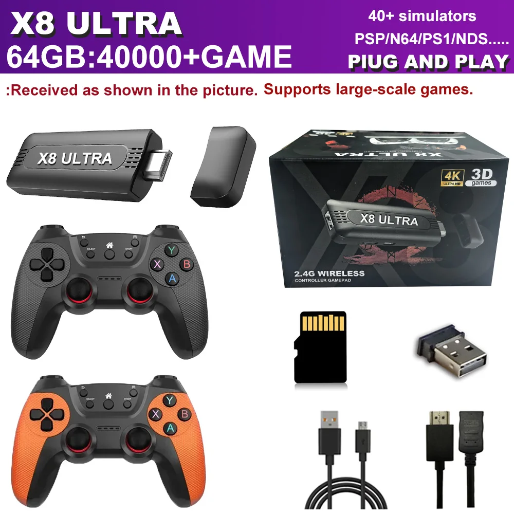 Retro-Spielkonsole mit über 50.000 integrierten Spielen für PSP/PS1/N64/MD 4K HD TV-Spielkonsole Tragbarer Videospiel-Player