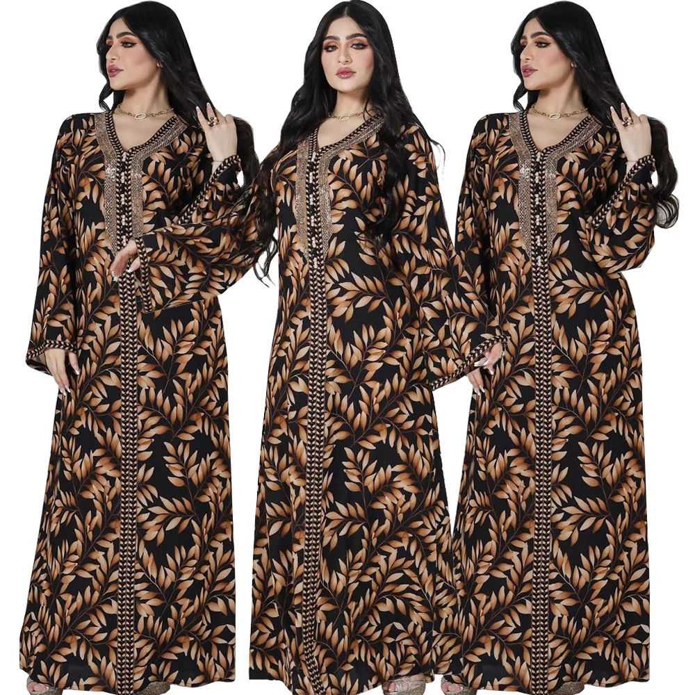 

Eid Mubarak Abayas Vintage for Print Women Muslim Long Maxi Dress Kaftan Arabic Turkey Dubai Party Ramadan Femme Jalabiya Caftan