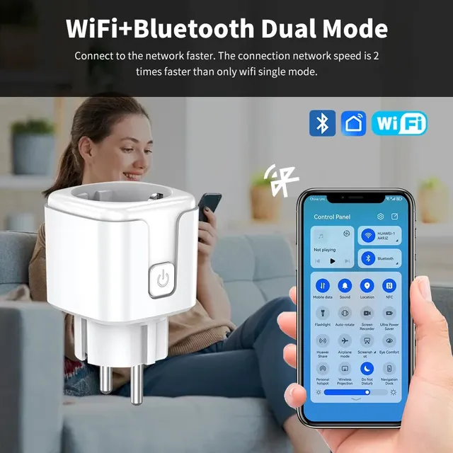 Tuya Smart WiFi EU Plug Socket Power Monitoring Timing Function 16A Outlet Works with Alexa Google Home Alice Smart Life Home 6