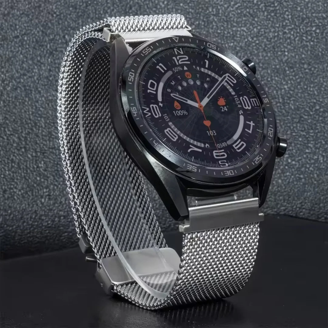 Stainless Steel 22mm Milanese Loop Watch Strap in Silver