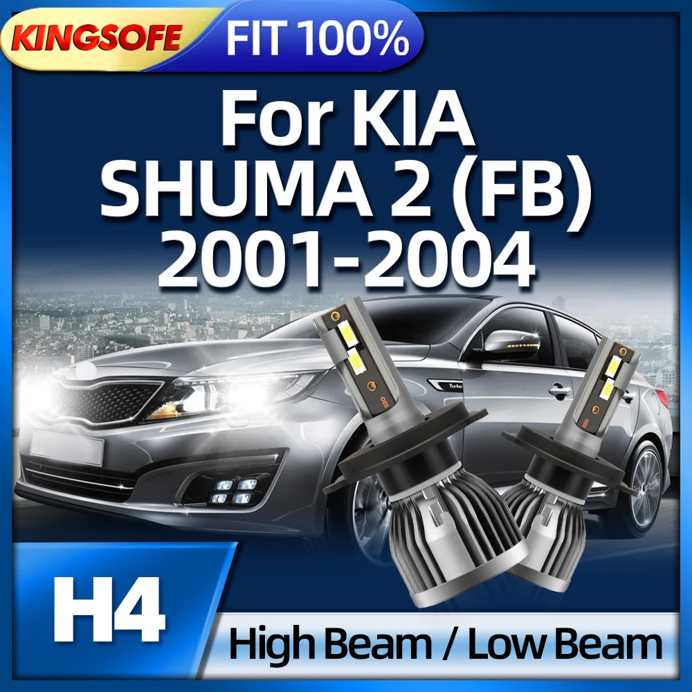 

KINGSOFE H4 LED Car Headlights 40000LM Bulbs CSP 3570 White Light 6000K For KIA SHUMA 2 (FB) 2001 2002 2003 2004