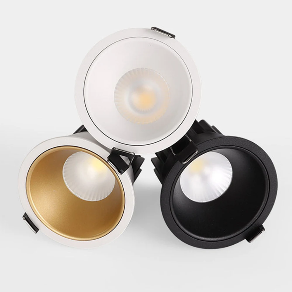 디밍이 가능한 LED 다운라이트 매립형 천장 램프 스포트라이트 알루미늄 COB 90V- 260V 홈 오피스 매장 스팟 LED 구멍 65/85/101mm